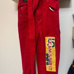 Vintage Little Rebels Pants 4T Red “Team Spirit” Patch 90s Kids Trousers